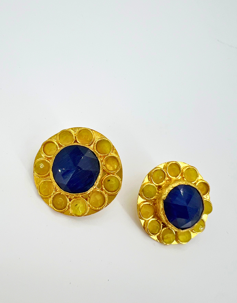 m'Anais Elena earrings - Blue and yellow