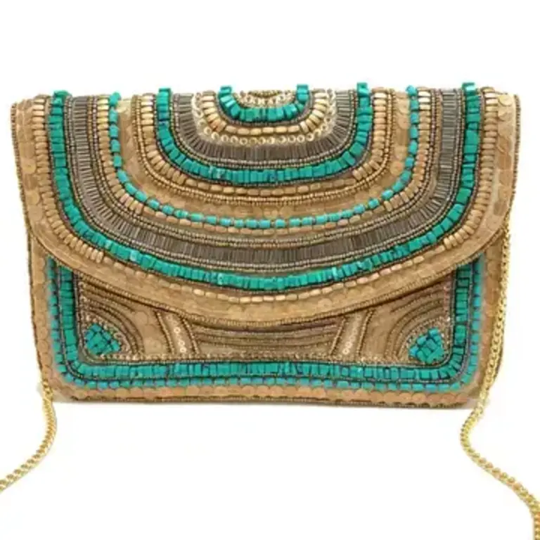 Clutch - Gold & Turquoise