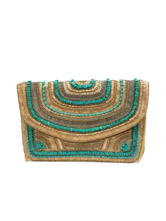 Clutch -  Goud & Turquoise Clutch -  Goud & Turquoise