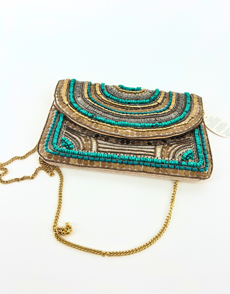 Clutch -  Goud & Turquoise