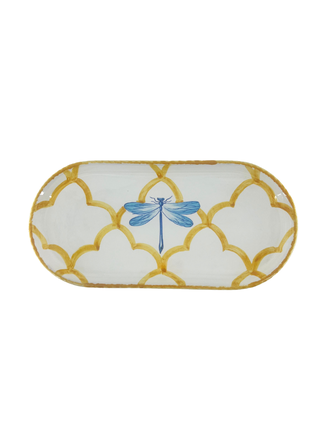 Les Ottomans Insect ceramic tray - Yellow with dragonfly Les Ottomans Insect ceramic tray - Yellow with dragonfly
