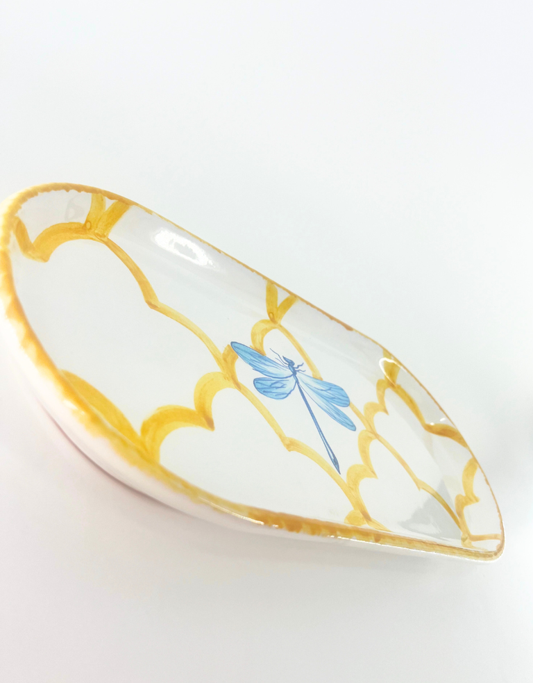 Les Ottomans Insect ceramic tray - Yellow with dragonfly