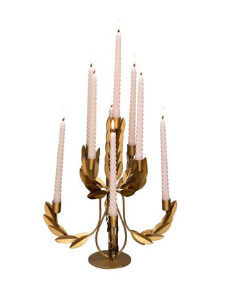 Nine-armed candleholder laurel leaves Nine-armed candleholder laurel leaves