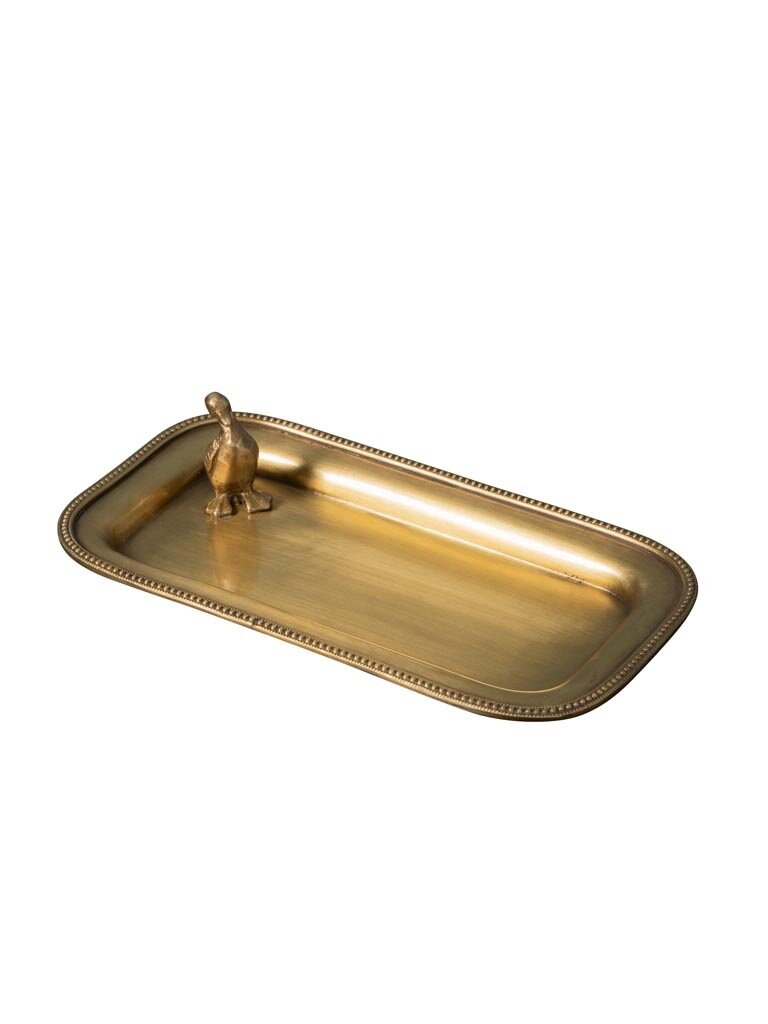 Brass trinket tray with duck