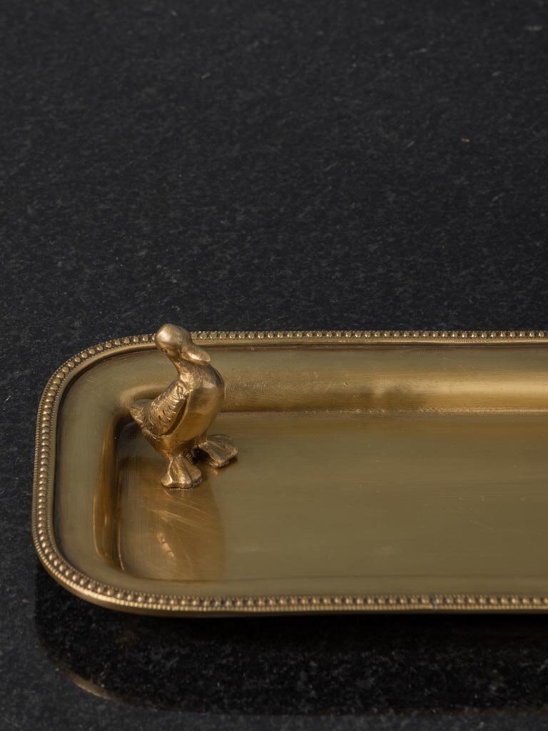 Brass trinket tray with duck