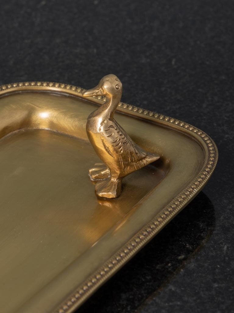 Brass trinket tray with duck