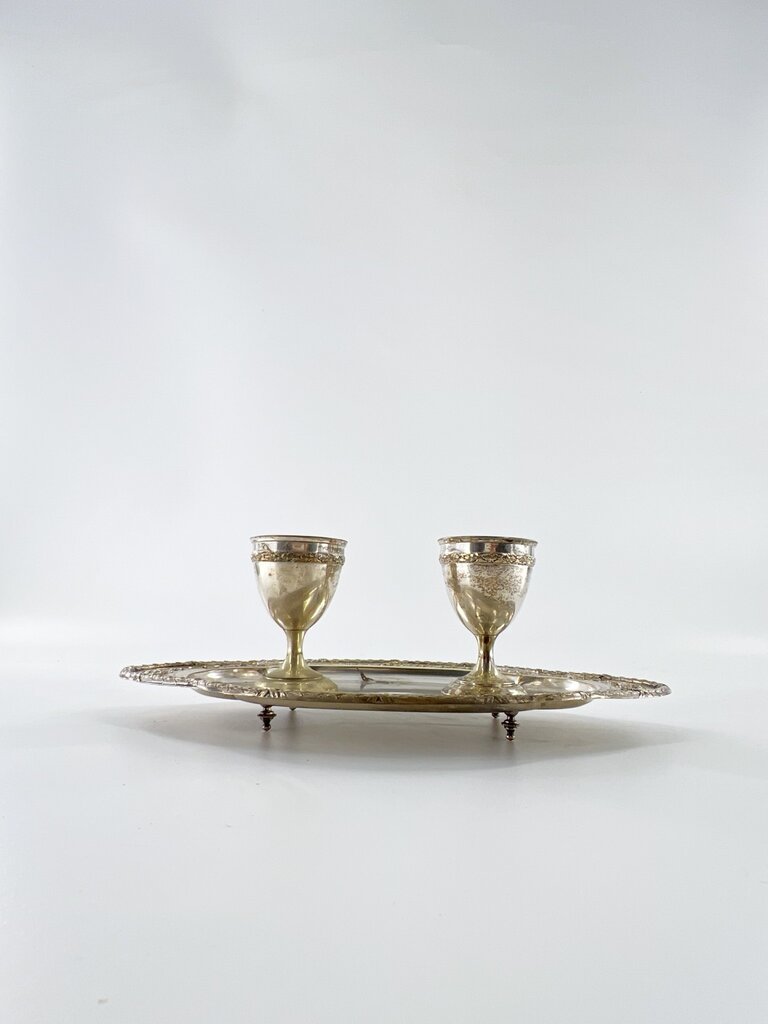 Vintage Vintage egg cups on tray