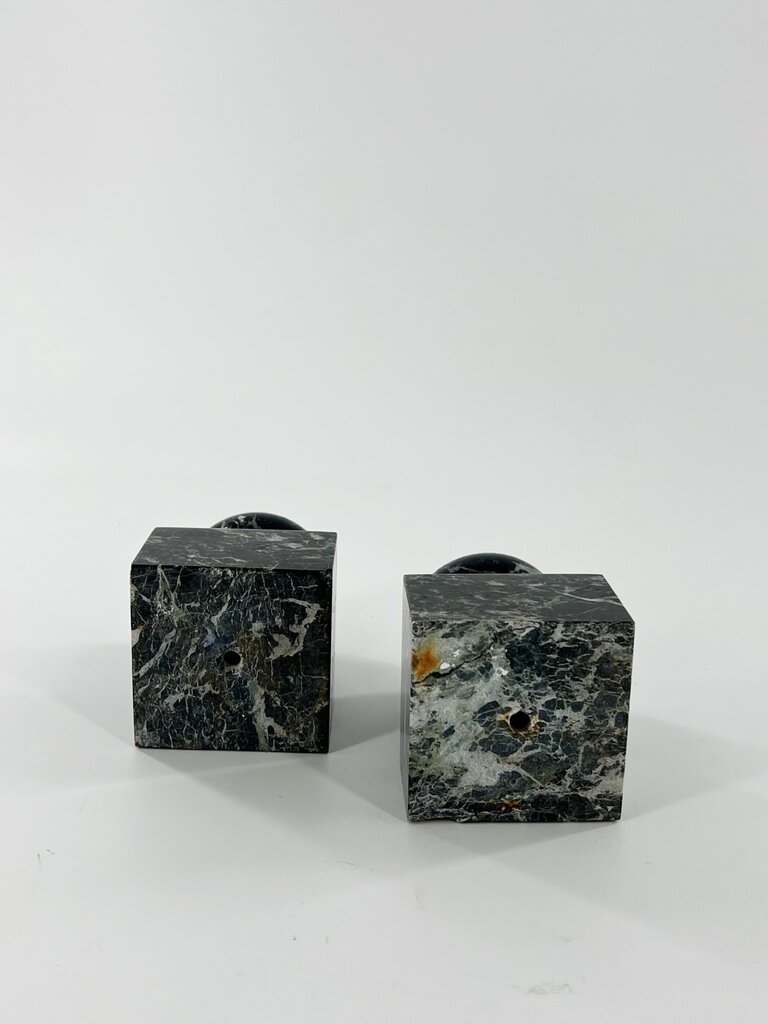 Vintage Set of two dark marble ink pots