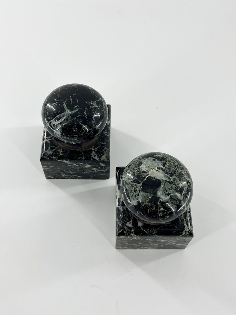 Vintage Set van twee donker marmeren inktpotten