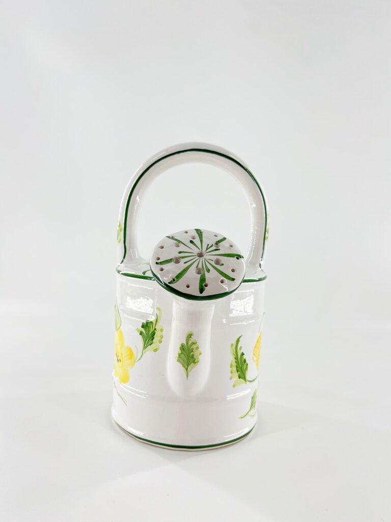 Vintage Vintage keramieken gieter met gele bloemen
