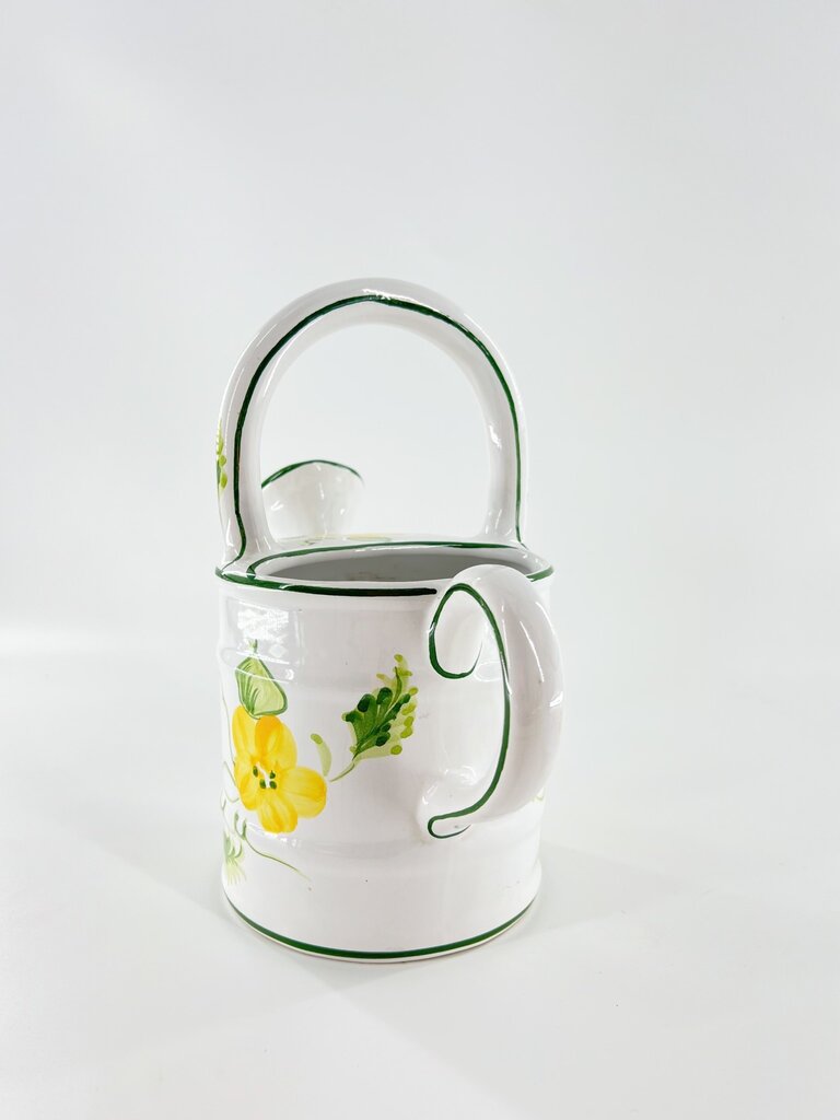 Vintage Vintage keramieken gieter met gele bloemen