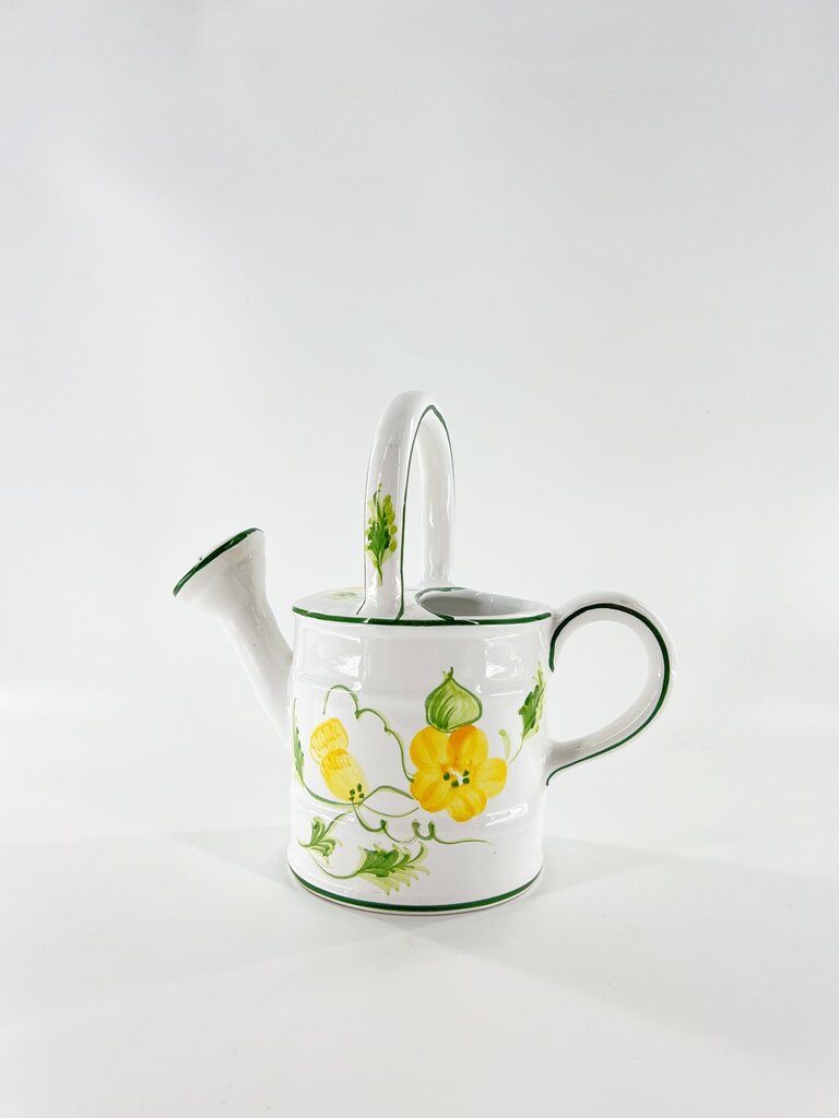 Vintage Vintage keramieken gieter met gele bloemen