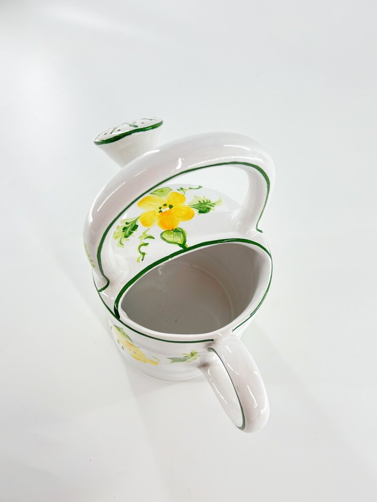 Vintage Vintage keramieken gieter met gele bloemen