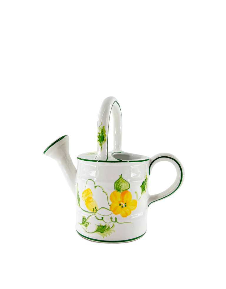 Vintage Vintage keramieken gieter met gele bloemen