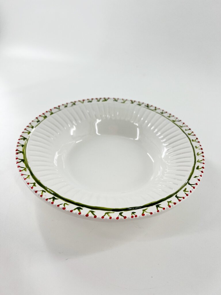 Marlies Boomsma Handpainted deep plate - Cherry - Red and Green