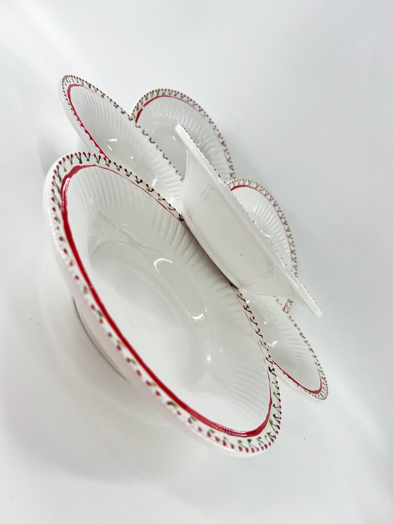 Marlies Boomsma Handpainted deep plate - Cherry - Red and Green