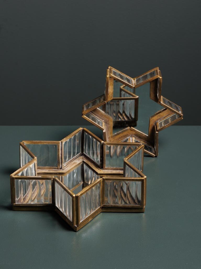 Set of two star trays with mirrors