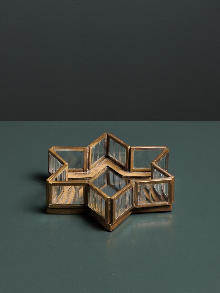 Set of two star trays with mirrors