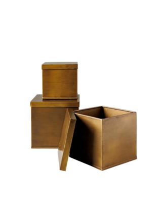 Set of three square boxes with bronze patina Set of three square boxes with bronze patina
