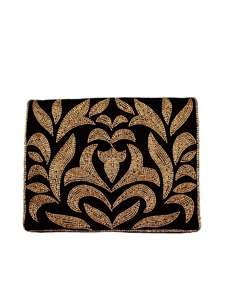 Clutch - fluweel met gouden kraaltjes