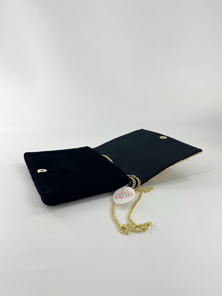 Clutch - black velvet and gold beads