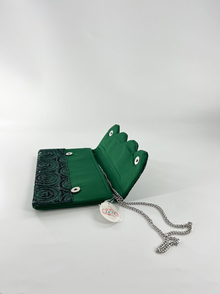 Clutch - smaragd groen met pailletten en kralen