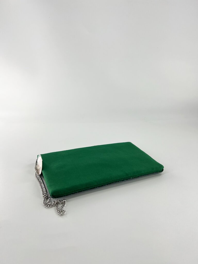 Clutch - smaragd groen met pailletten en kralen