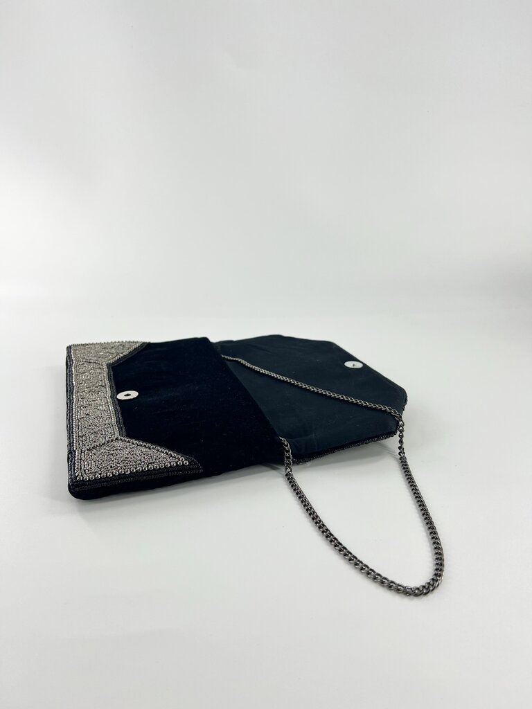 Clutch - zwart fluweel met maan en sterren