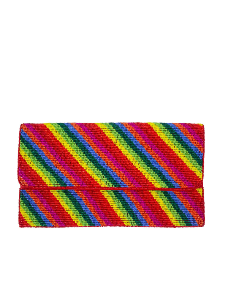 Clutch -bright  beaded rainbow