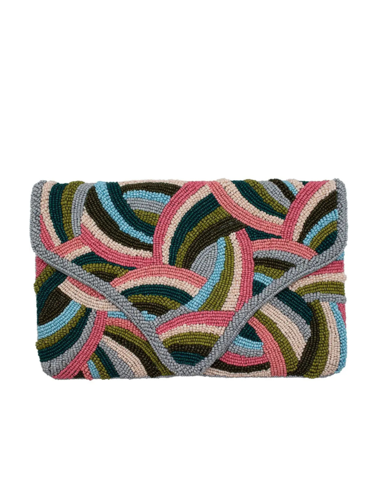 Clutch - beaded abstract wave