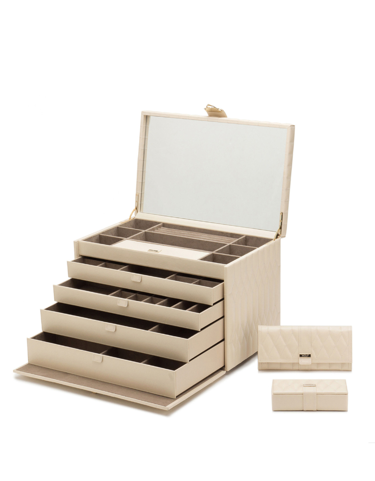 WOLF Caroline Extra Large Jewelry Case - Ivory