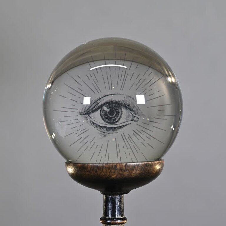 Ateliers Davoy Set of 3 Esoteric Glass Spheres on Wooden Stands