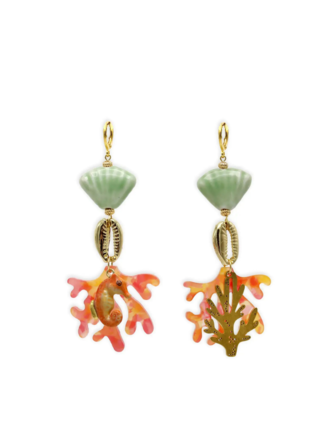 Midnight Foxes Studio Earrings with sea horse and coral Midnight Foxes Studio Earrings with sea horse and coral
