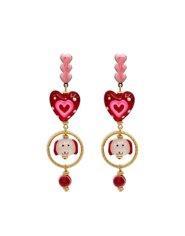 Midnight Foxes Studio Earrings Dogs in love