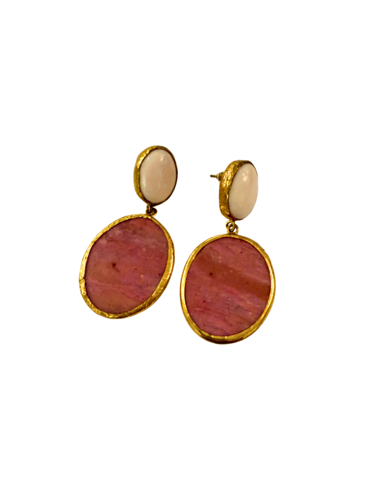 m'Anais Hannah earrings - Rodochrosite white and pink earrings