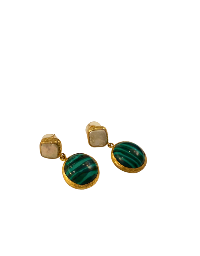 m'Anais Zoé earrings - Pearl and malachite earrings