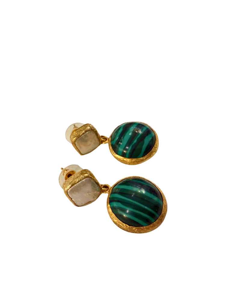 m'Anais Zoé earrings - Pearl and malachite earrings