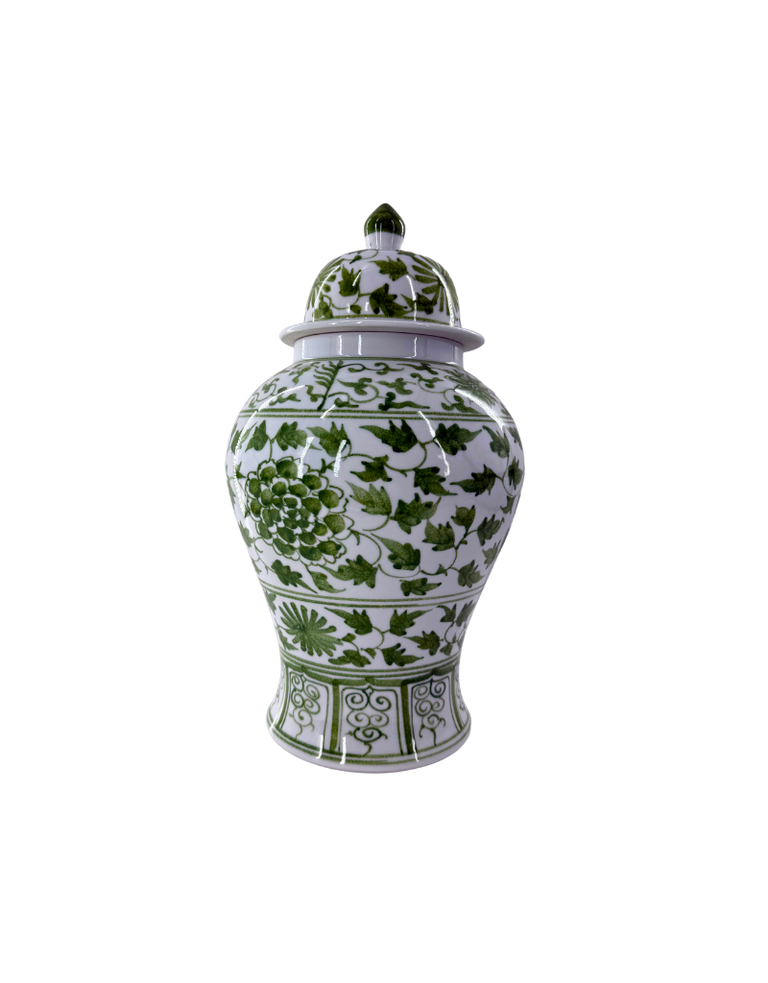 Temple jar white and green