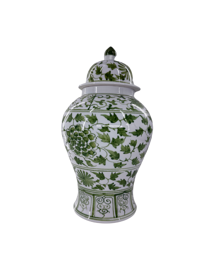 Temple jar white and green