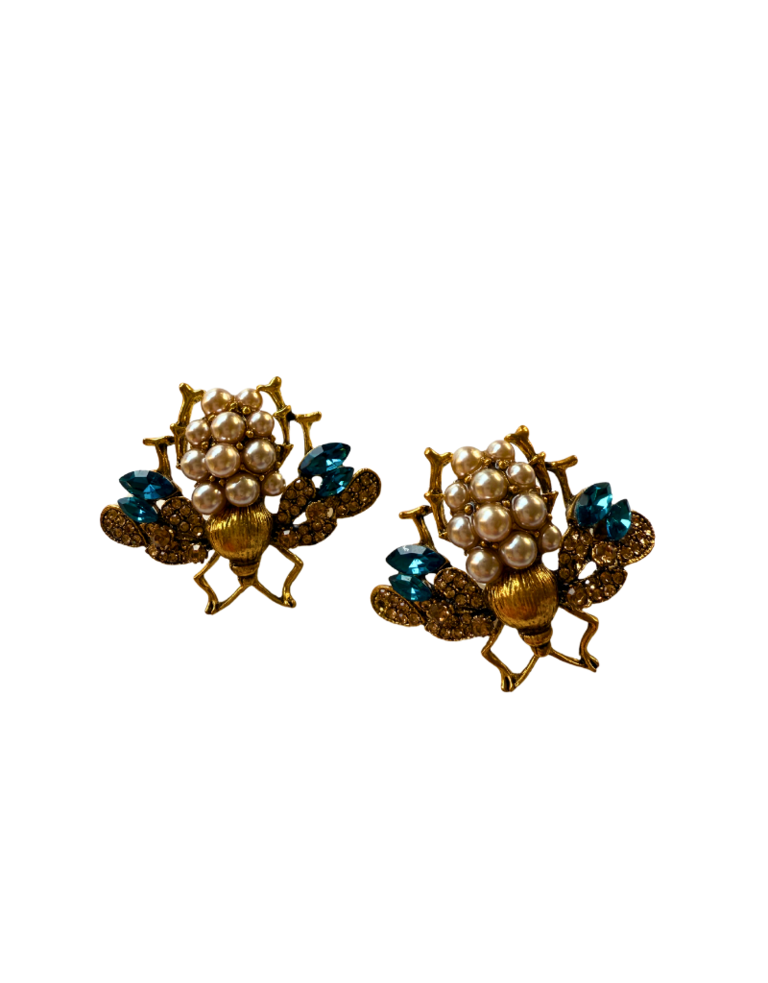 Belsy & Fay Pair of earrings - Large bees with blue