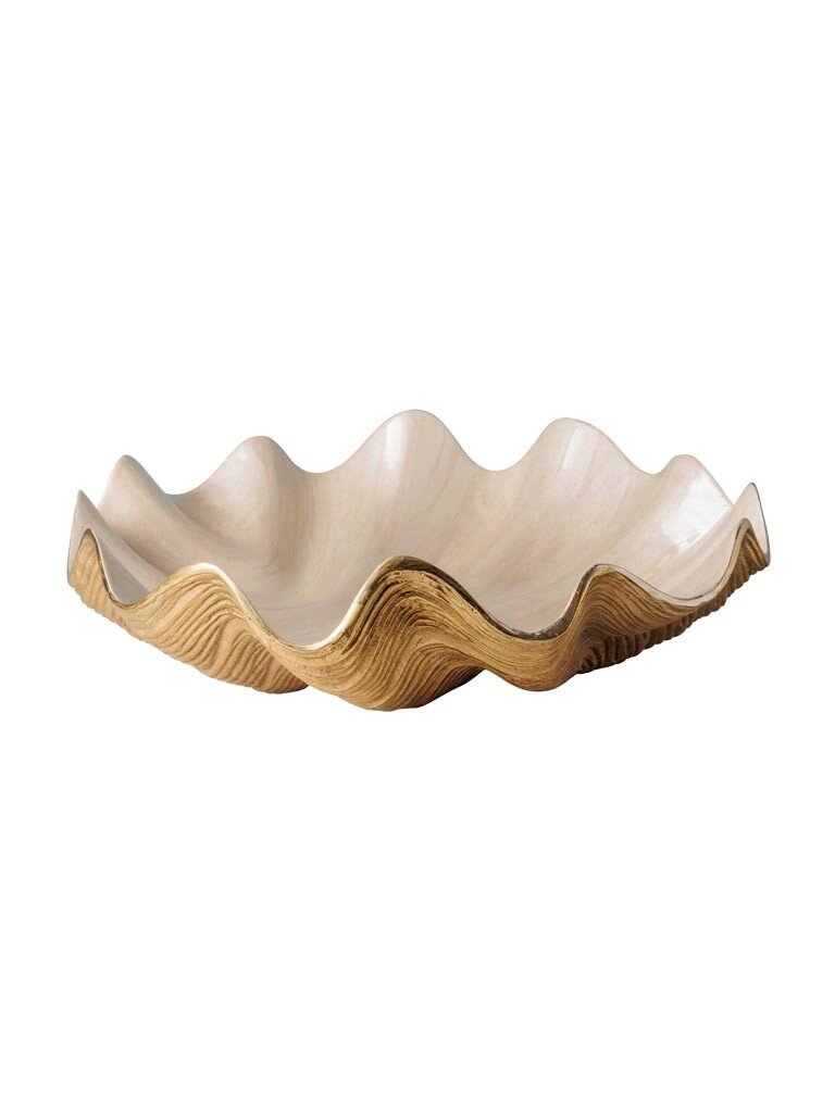 Large shell bowl with beige enamel