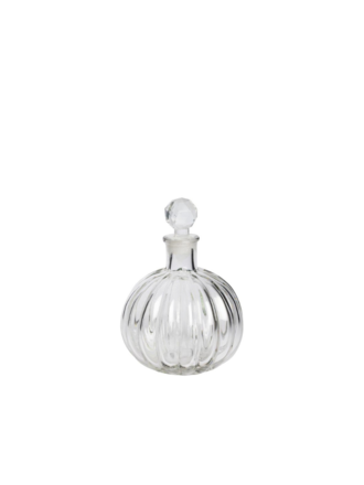 Small clear glass round carafe with stripes and stopper Small clear glass round carafe with stripes and stopper