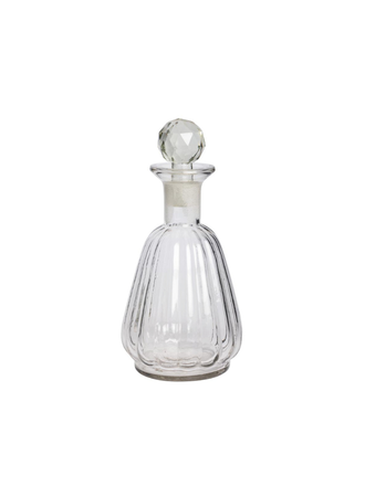 Round clear glass carafe with stripes and stopper Round clear glass carafe with stripes and stopper