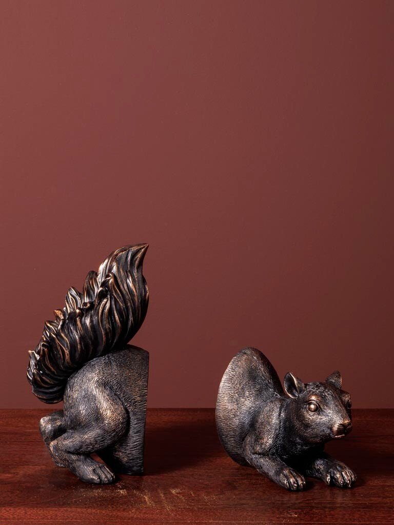 Squirrel on the lookout - set of bookends
