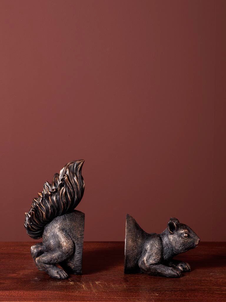 Squirrel on the lookout - set of bookends
