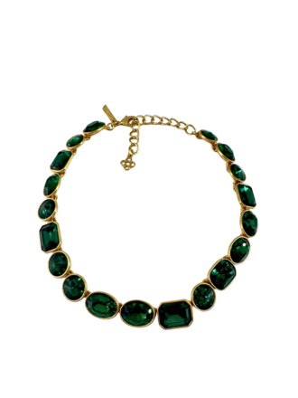 Vintage Oscar de la Renta ketting - smaragd kleurige kristallen Vintage Oscar de la Renta ketting - smaragd kleurige kristallen