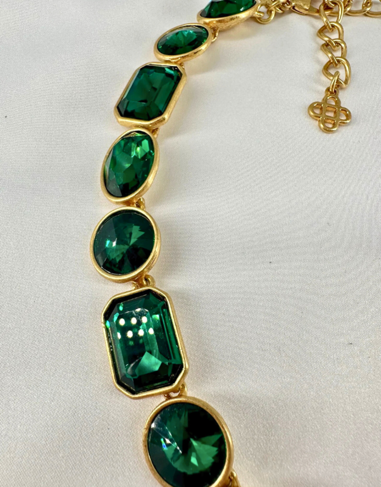 Vintage Oscar de la Renta ketting - smaragd kleurige kristallen