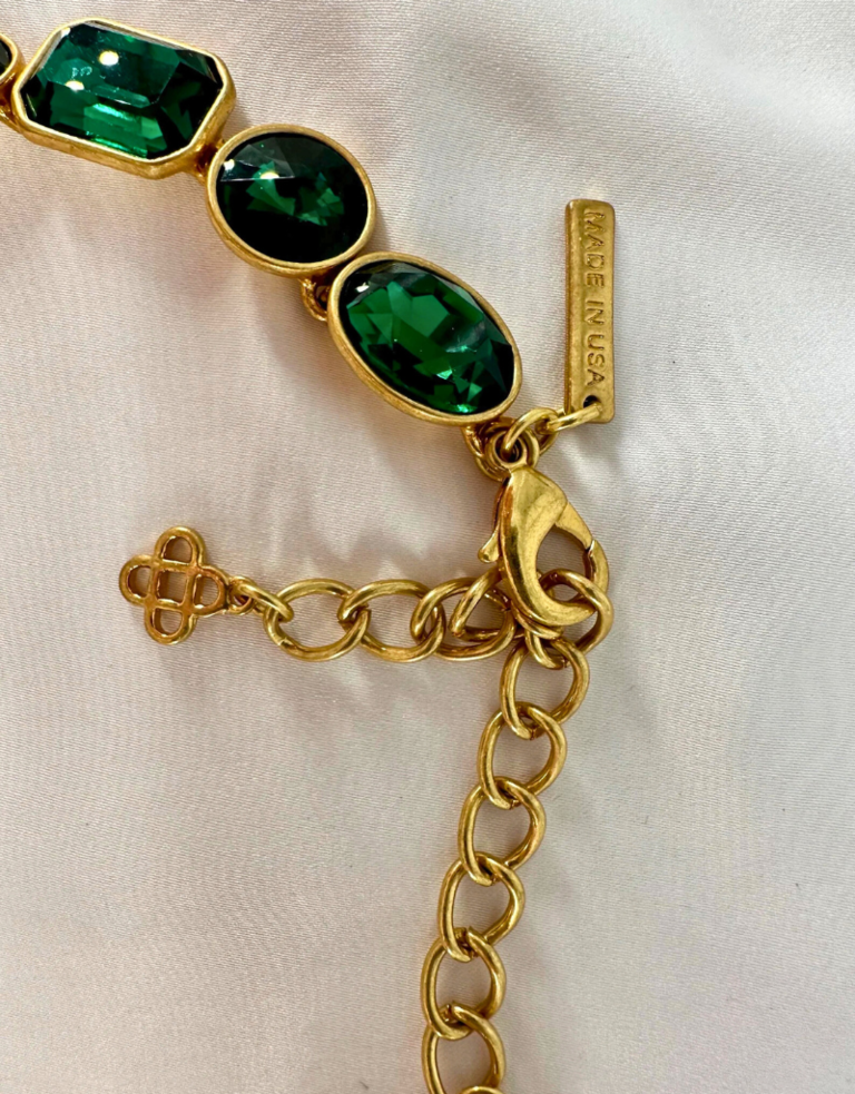 Vintage Oscar de la Renta ketting - smaragd kleurige kristallen