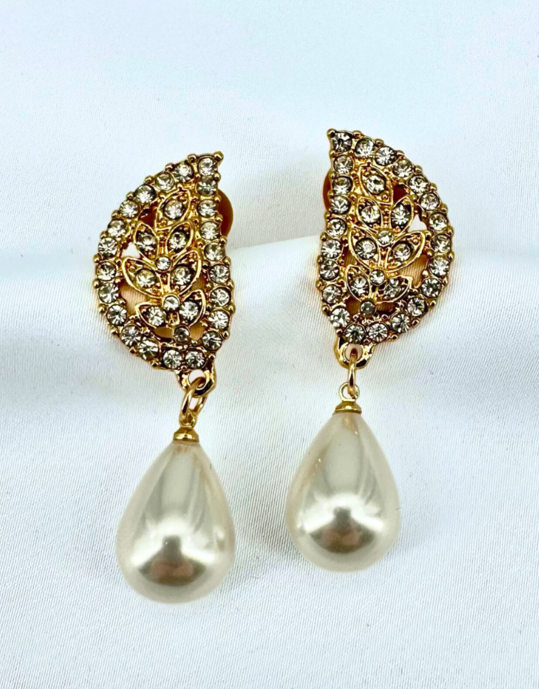 Vintage Monet Kristallen & parel Oorbellen