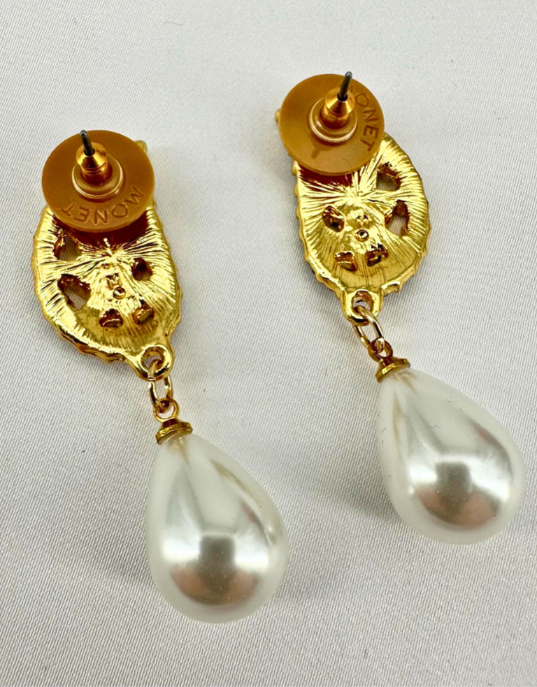 Vintage Monet Kristallen & parel Oorbellen